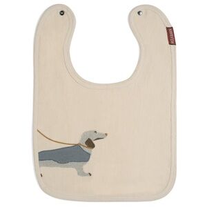Milkbarn Infant Baby Appliqué Organic Linen Two-Layer Bib Dog